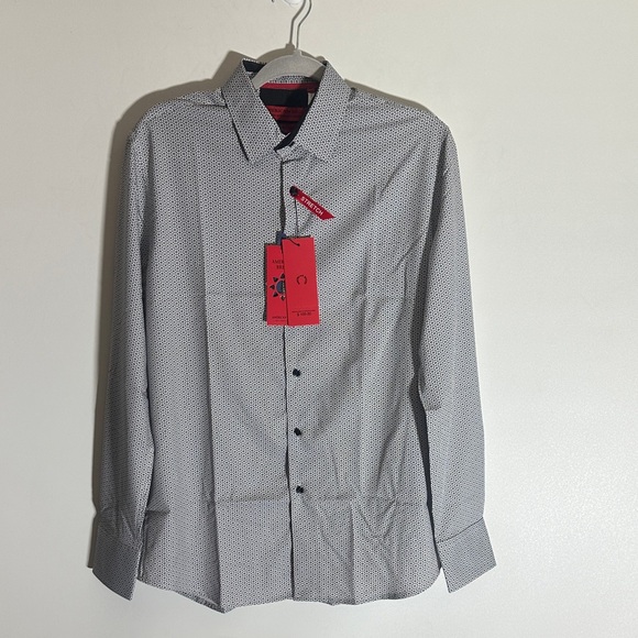 Elegant Black and White Patterned Dress Shirt